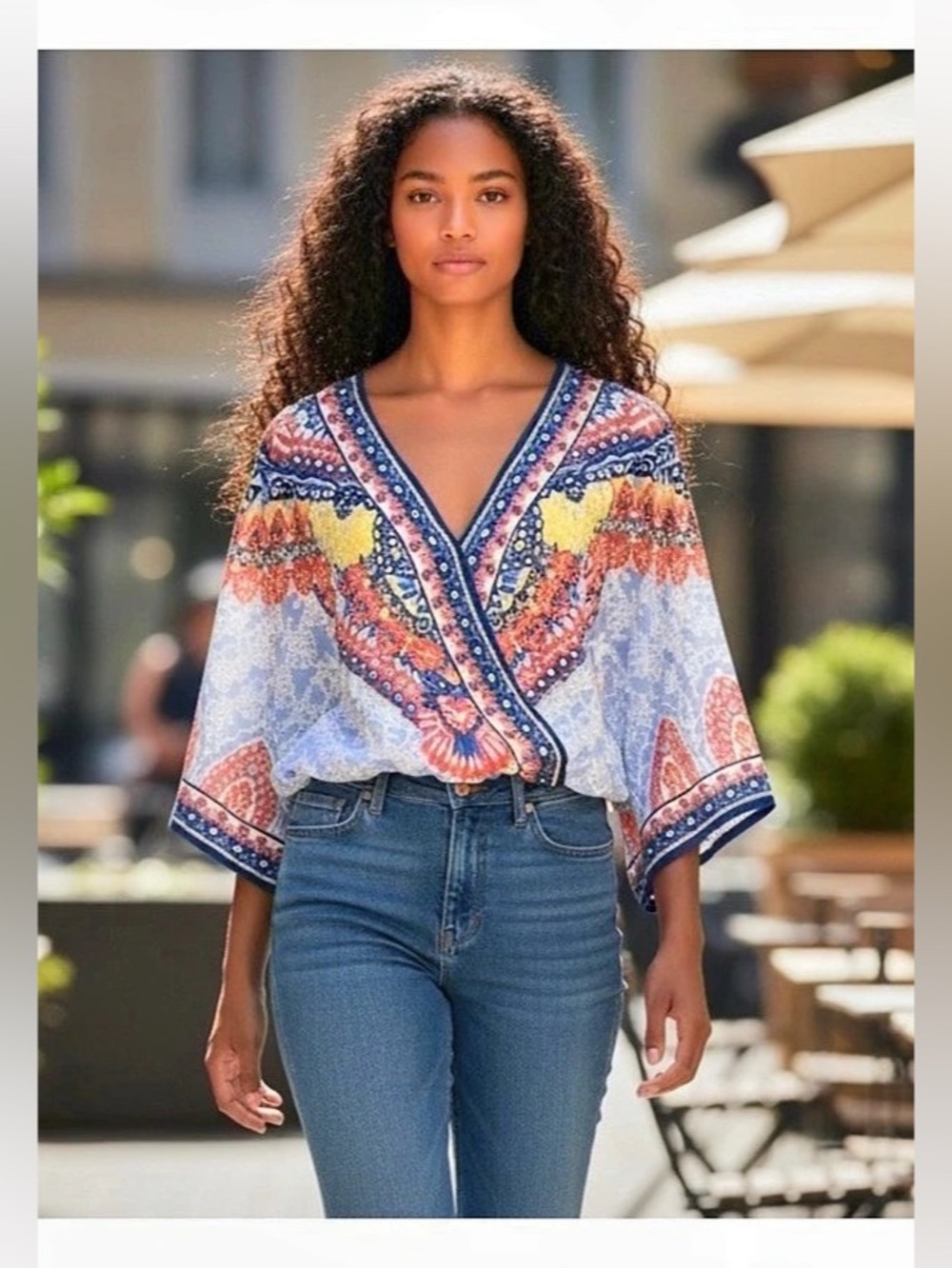 Flying Tomato Bohemian Lightweight V-Neck Blouse.